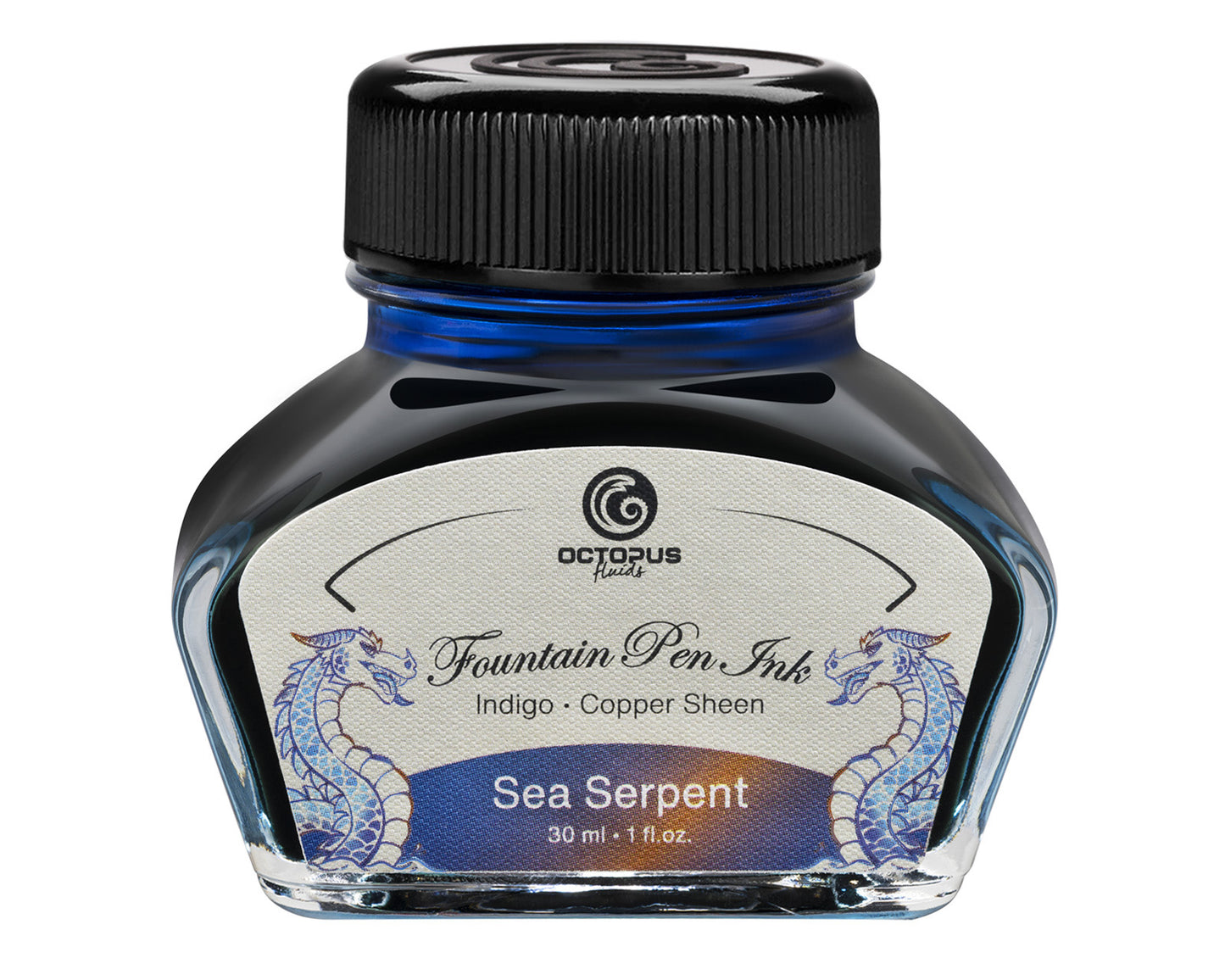 SEA SERPENT Sheen Ink Indigo Blue with Copper Bottle 30ml