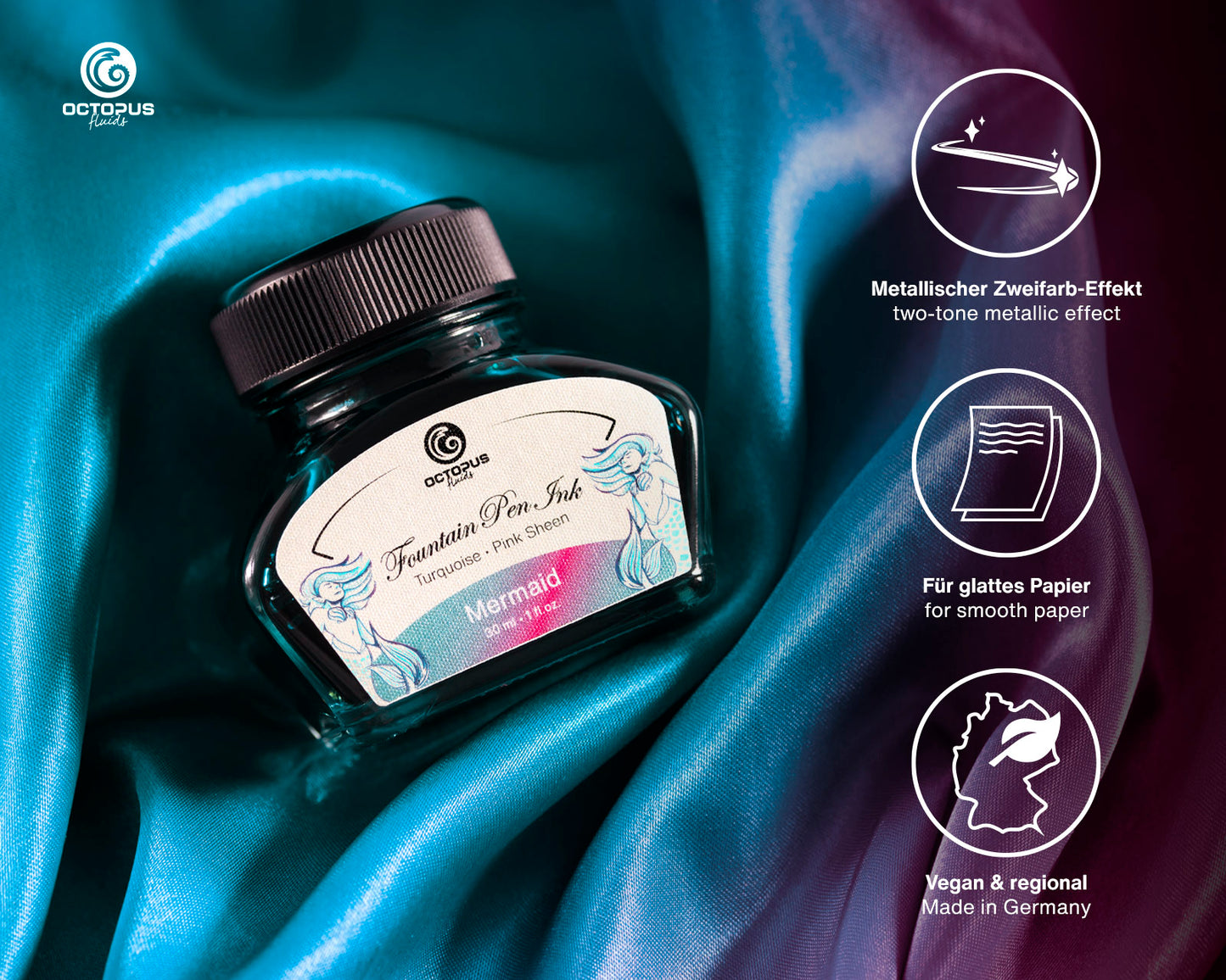 MERMAID Sheen Ink Turquoise with Pink Bottle 30ml