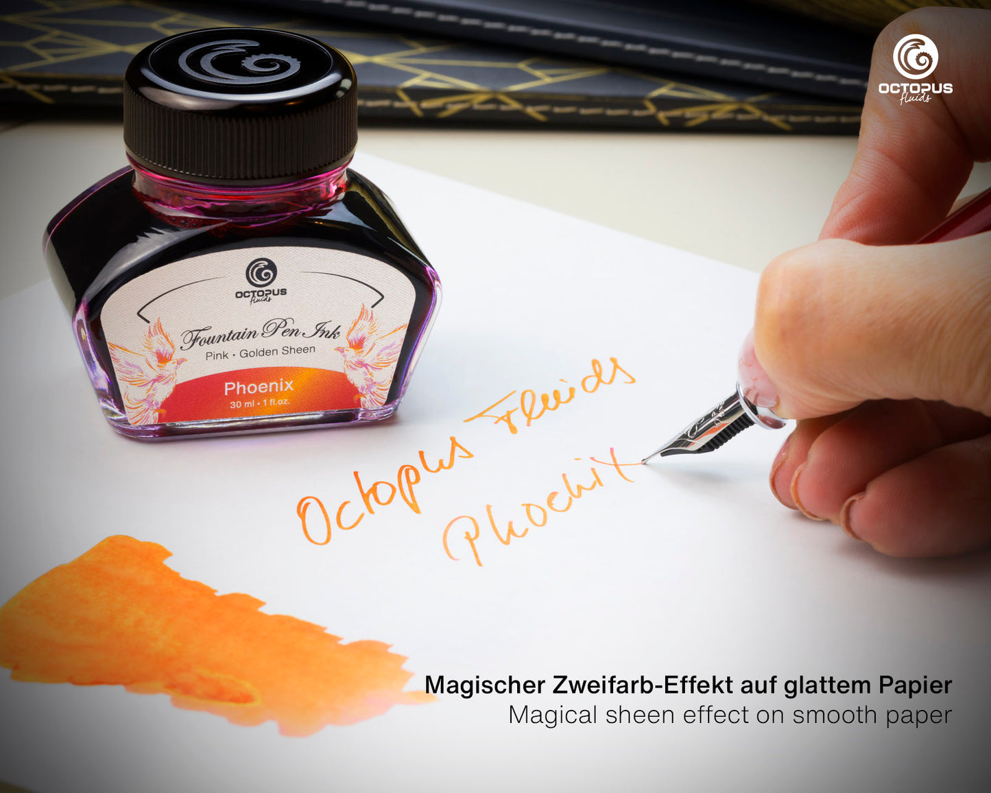 PHOENIX Sheen Ink Orange with Gold Bottle 30ml