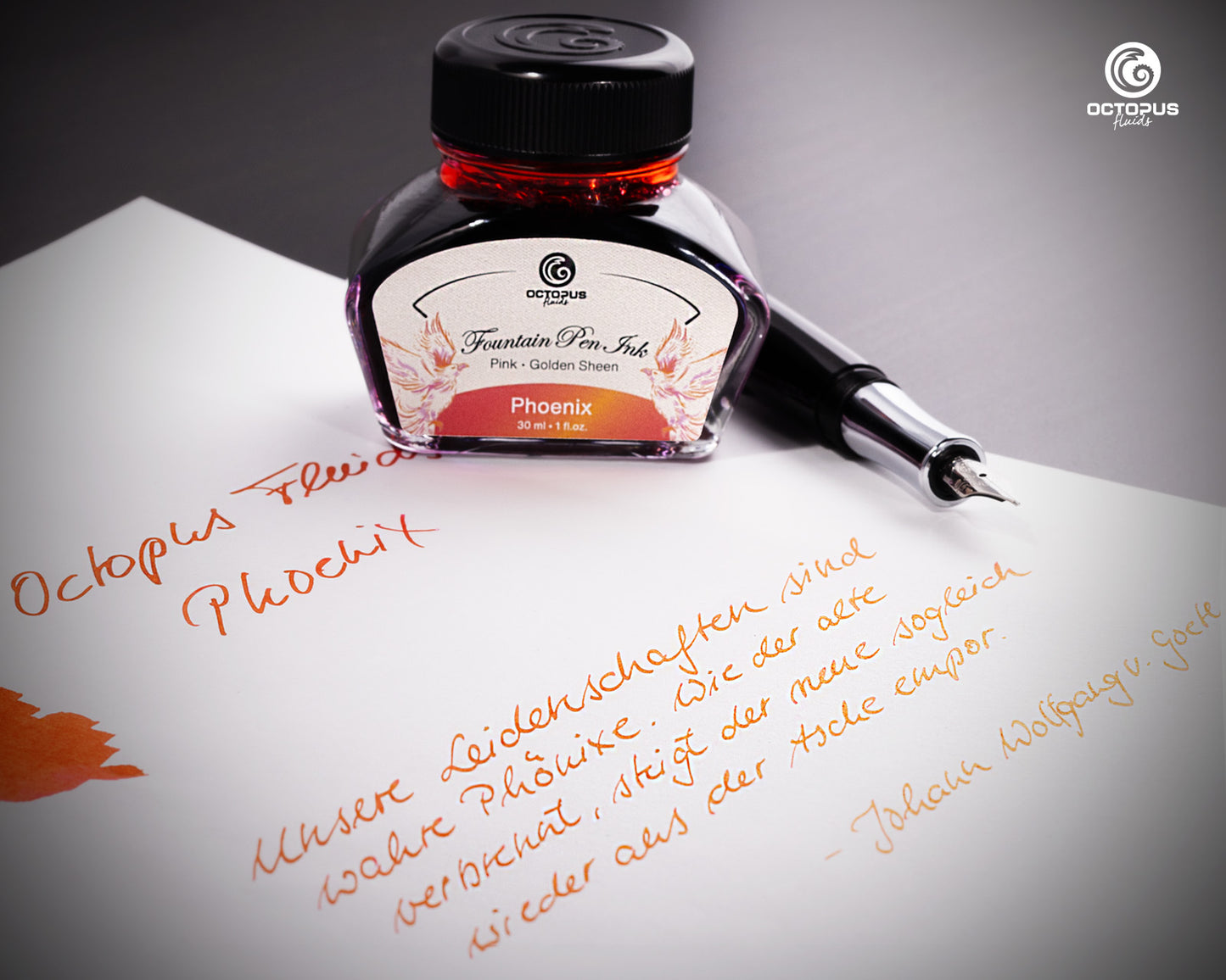 PHOENIX Sheen Ink Orange with Gold Bottle 30ml