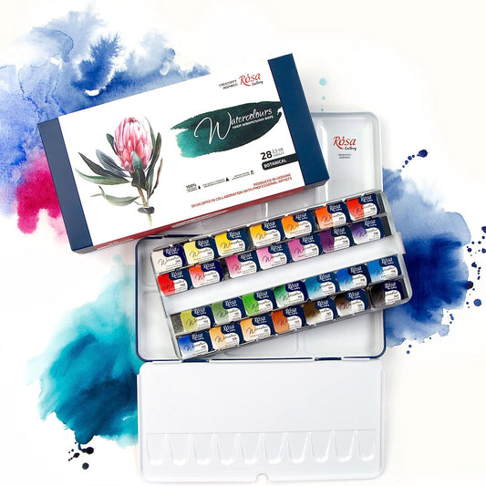 Watercolor Paint Set 28 of 2,5ml in Metal Case