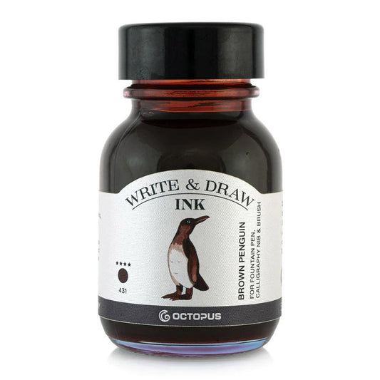 Octopus Write & Draw Ink Bottle 50ml - BROWN PENGUIN