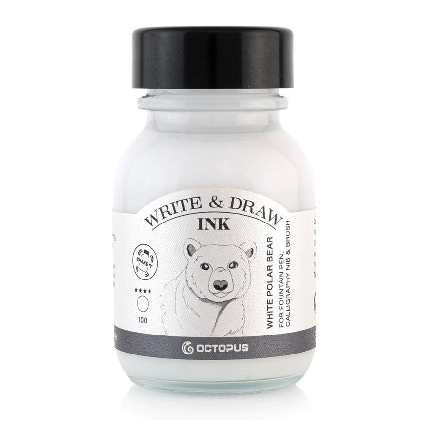 Octopus Write & Draw Ink Bottle 50ml - WHITE POLAR BEAR