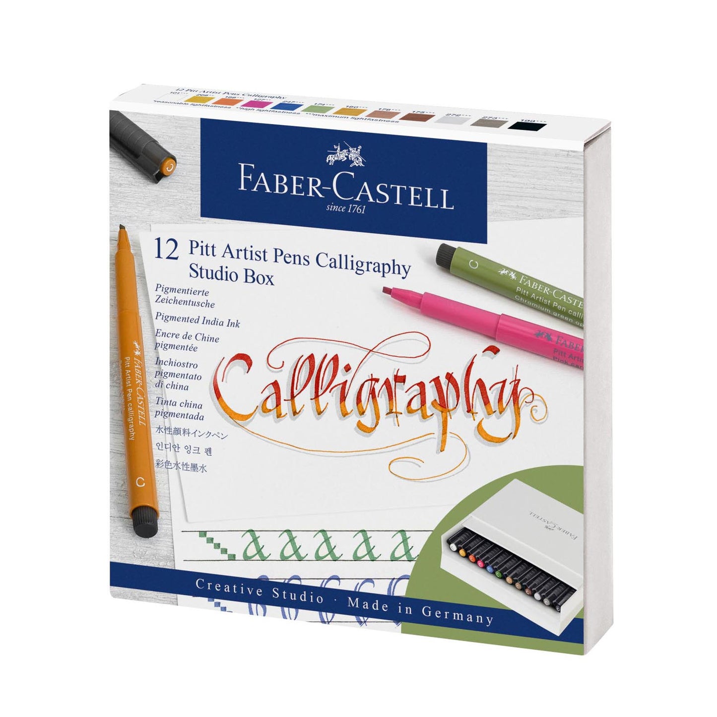 Calligraphy Pitt Pen Set of 12 Studio Box Wallet